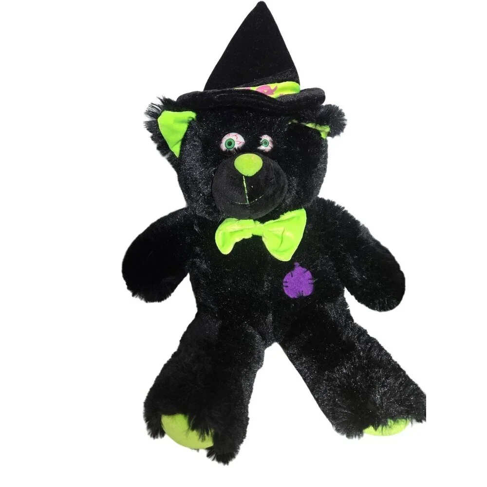 Fiesta Black Zombie Cat with Green Accents & Witch Hat and Blood‎ Shot Eyes